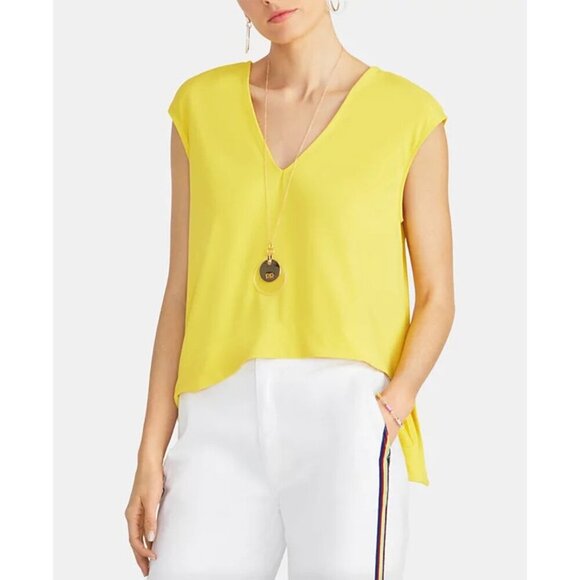 RACHEL Rachel Roy Yellow Cap Sleeve Hi-Low Top NEW XS - Picture 1 of 7